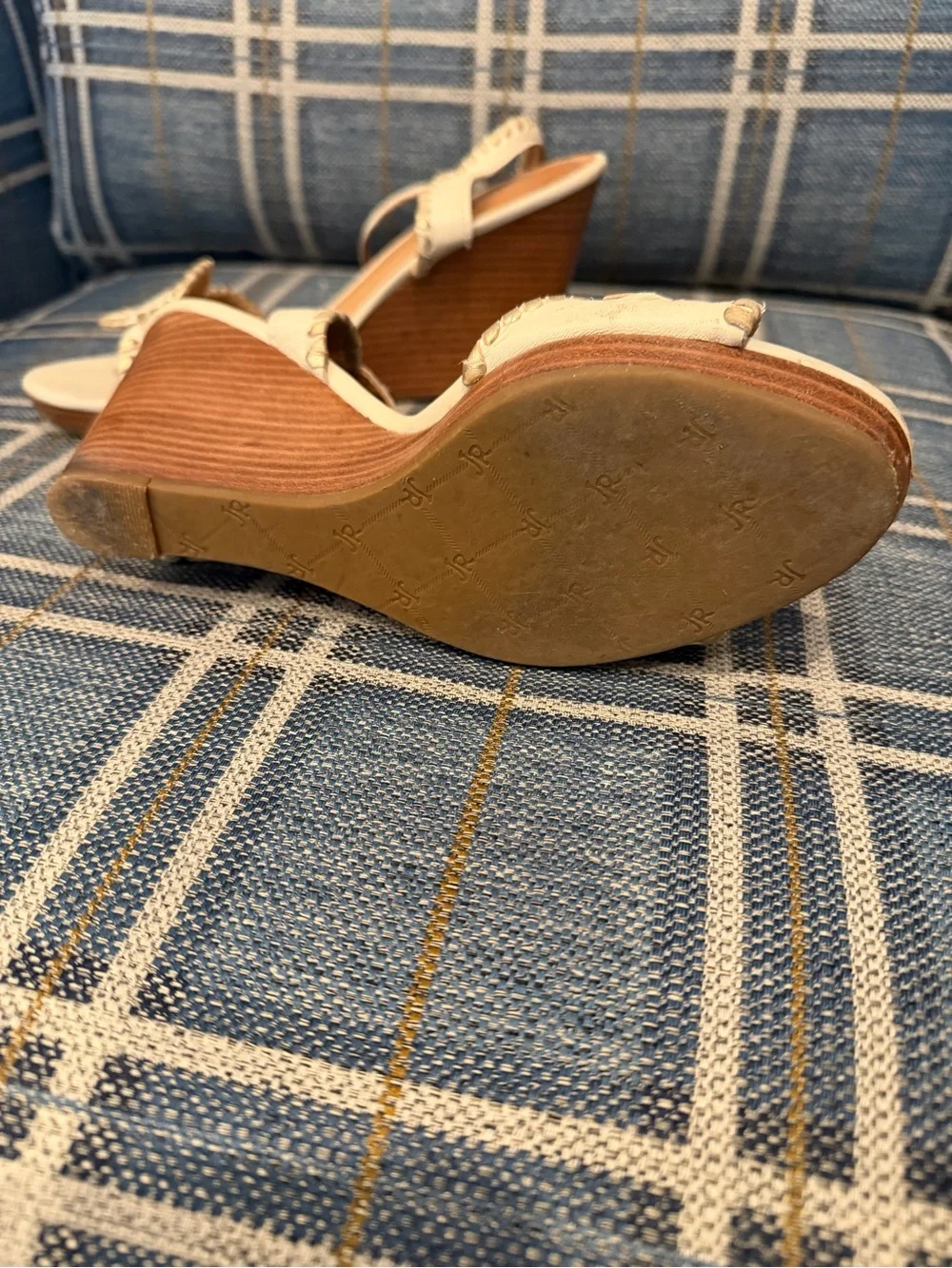 Jack Roger Women’s Beige Leather Wedge Sandals - Classic Summer Style - Picture 3 of 3